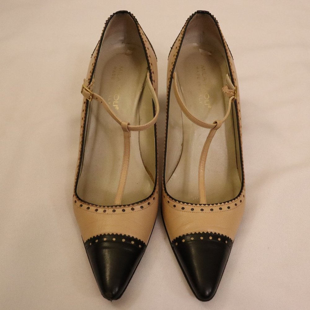 Mila Paoli Beige/Black Pumps - Size 10